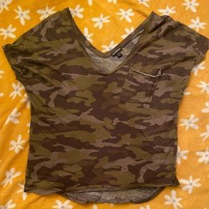 Express camo off shoulder shirt
